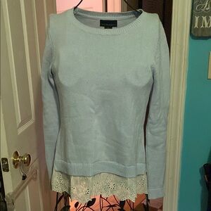 Cynthia Rowley Light Blue Sweater with Eyelet Hem